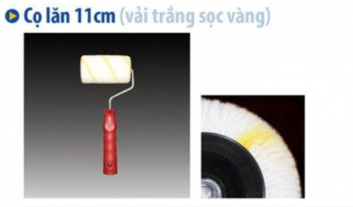 Cọ lăn 11cm (vải trắng sọc vàng)