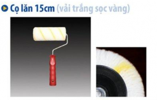 Cọ lăn 15cm ( vải trắng sọc vàng)
